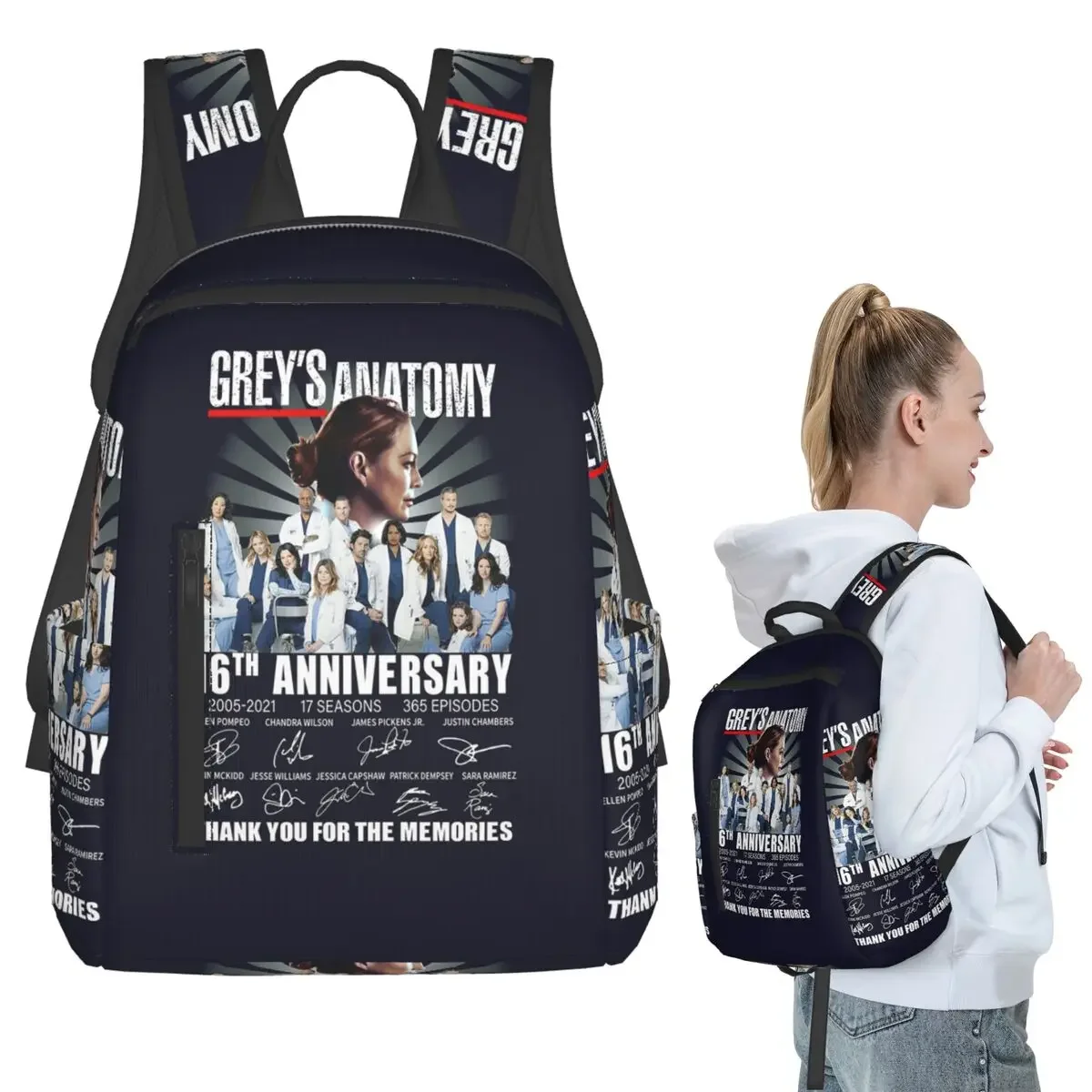 Фото Рюкзак Greys Anatomy к 16-летию (2005-2021), 17 сезонов, школьная сумка для студентов, детская школьная сумка, сумка для ноутбука, наплечная сумка для мужчин и женщин №1
