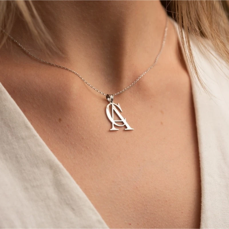 

Custom Couple Name Double Initial Necklaces For Women Wedding Gifts Personalized Two Letter Necklace Stainless Steel Jewelry
