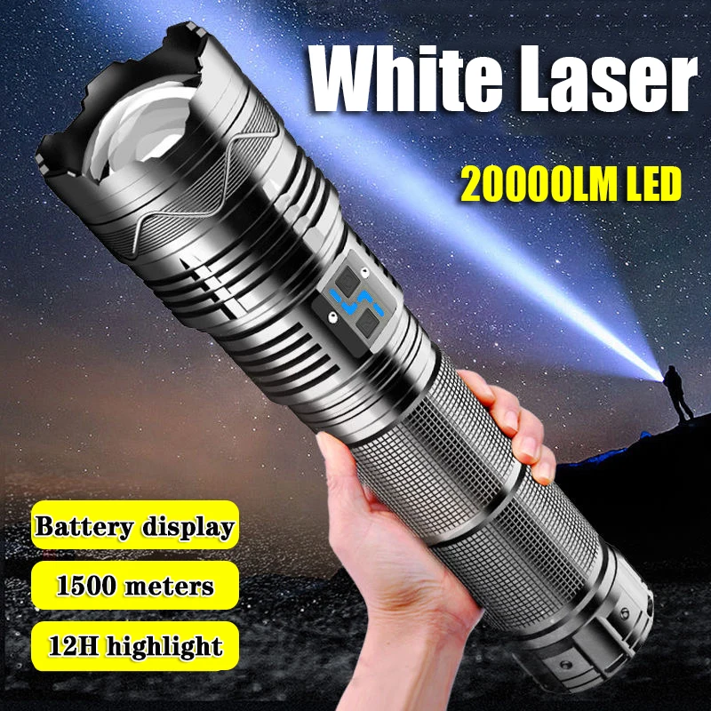 

Flashlight Bright Spotlight Super Range Torch Outdoor Zoomable Power Powerful Display Emergency Flashlight Tactical Long