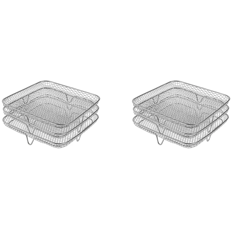 

2Pcs 8 Inch Air Fryer Rack For Instant Vortex Air Fryer,,COSORI Air Fryer,Square Three Stackable Dehydrator Racks