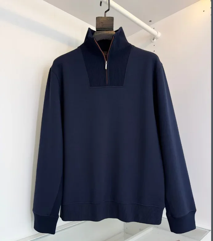 DIKU 2024 мужская бутиковая трикотажная молния с полувысоким воротником толстовка