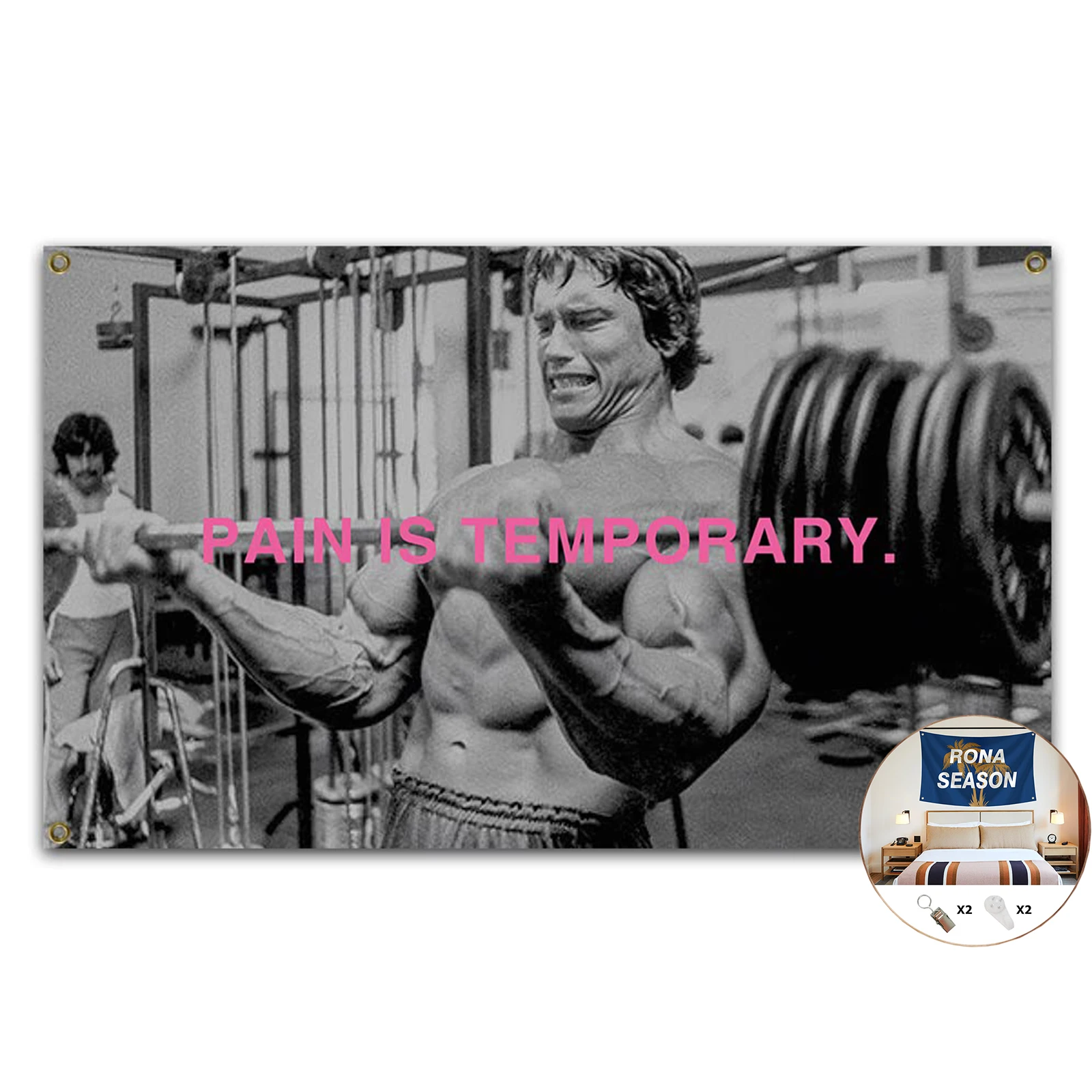 

Pain is Temporary Flag Tapestry Man Cave Wall Flag for College Dorm Cave Funny Quotes Outdoor Hanging Decoration Fade Proof