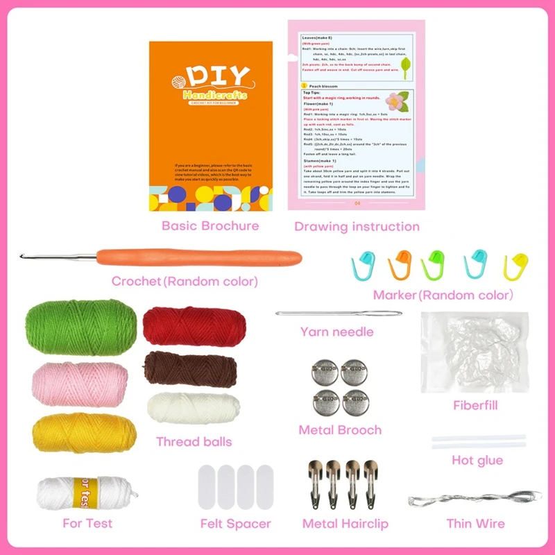 1 Набор для вязания крючком начинающих вязаный стартер + пошаговые