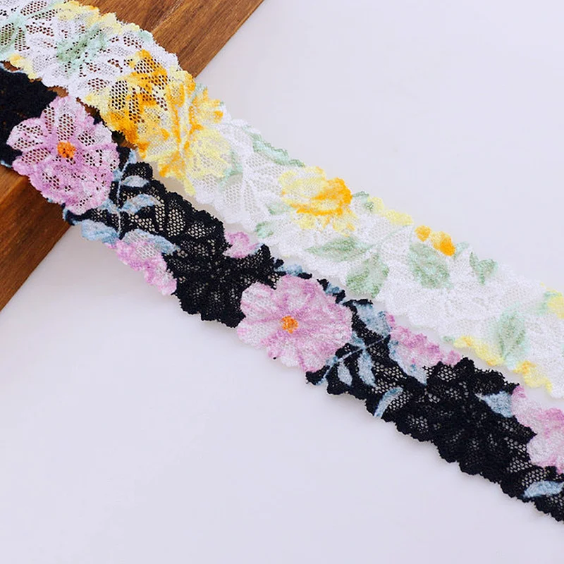 

Free Shipping Colorful Tie Dye Flower Embroidery Lace Ribbon DIY Clothes Pants Skirts Cheongsam Bra Panties Sewing Decoration