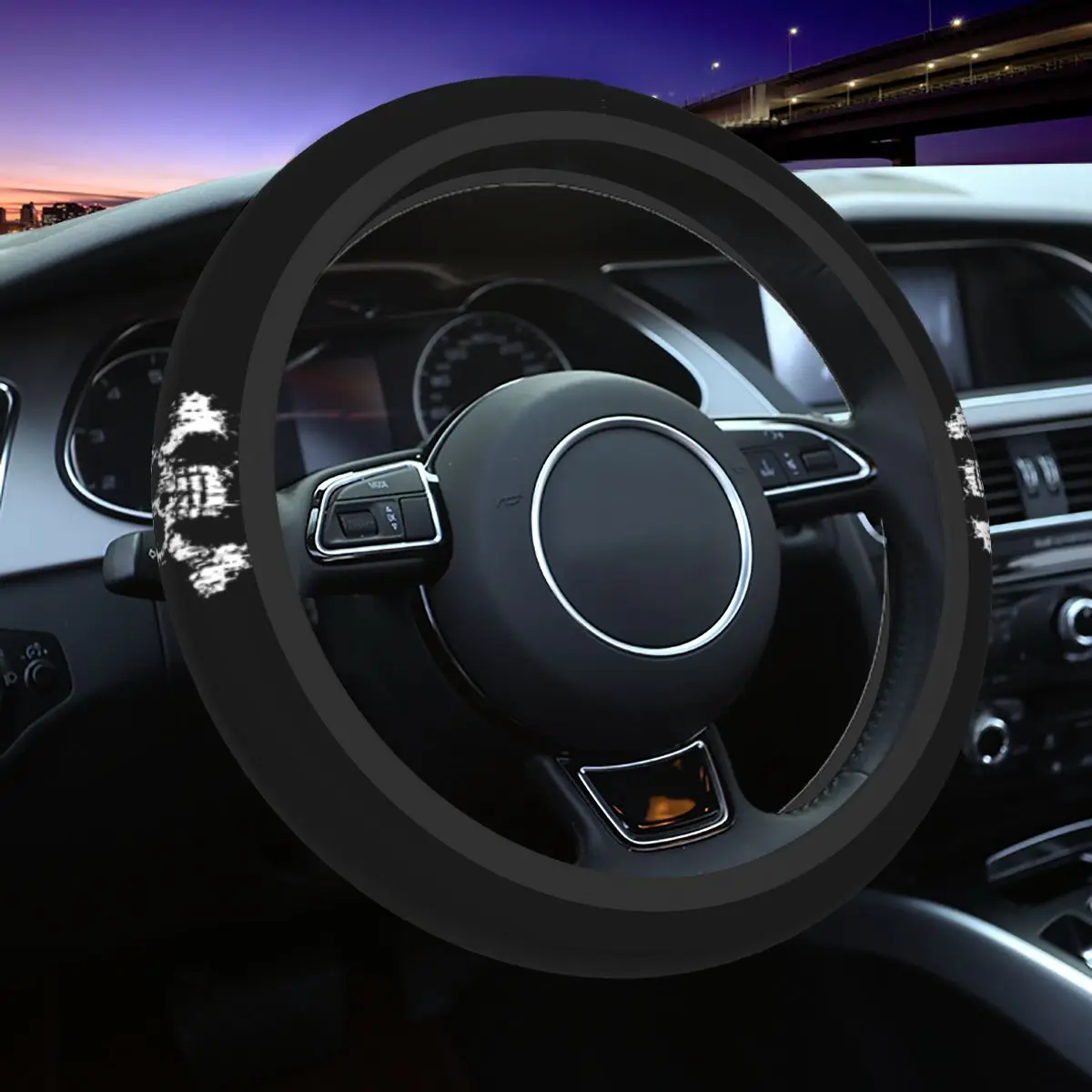 

38cm Car Steering Wheel Cover One Piece Skull Soft Braid On The Steering Wheel Cover Suitable Automobile Accessory