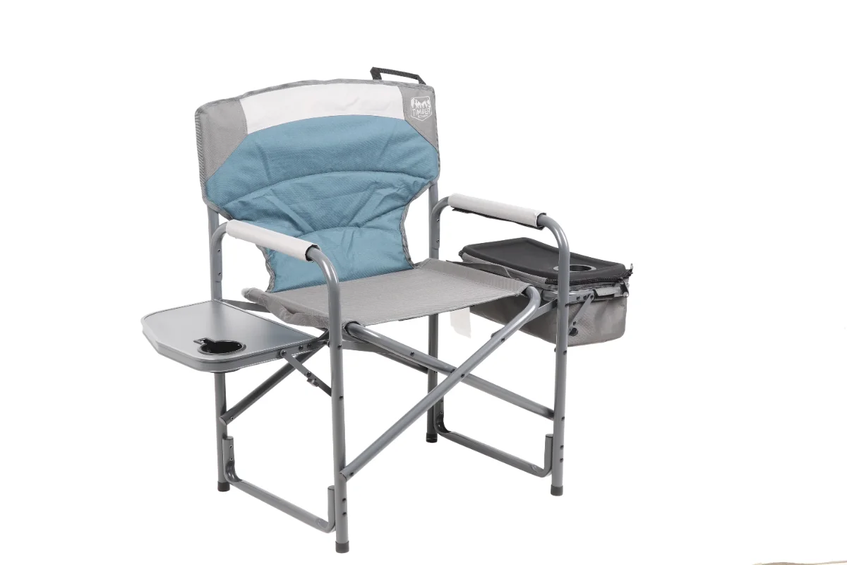 

Camping Folding Chair Laurel Directors Chair, Blue Adult Outer Steel Plate Foam Upholstered Back and Armrest