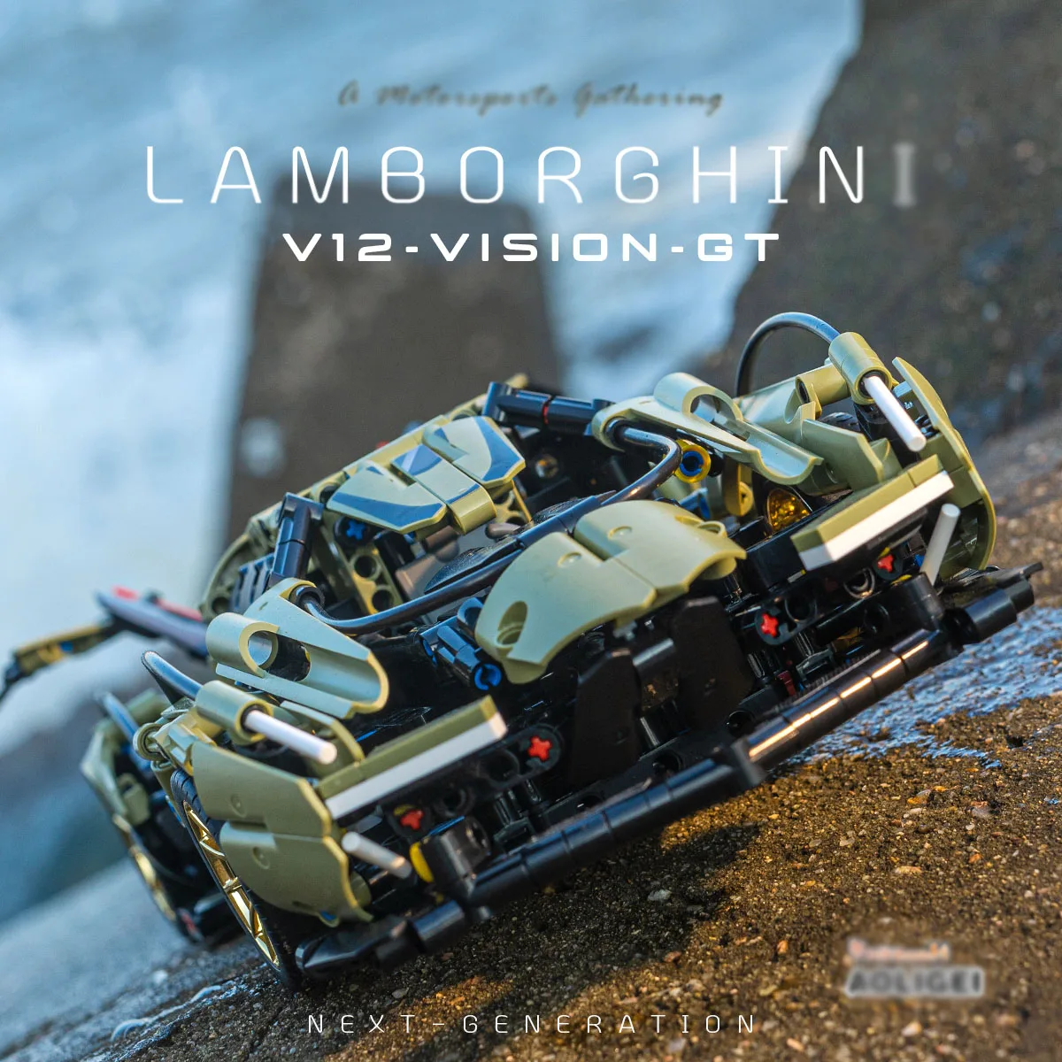 

Высокотехнологичная Модель гоночного автомобиля Lambo V12 Vision APP с дистанционным управлением, игрушки для мальчиков, строительные блоки, кирпи...