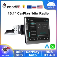 podofo 1 din carplay rotatable android autoradio car radio with 10 screen intelligent systems bluetooth multimedia player unit