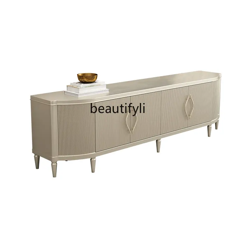 

Light Luxury TV Cabinet Modern Simple European Small Apartment Living Room Post-Modern High-Grade Solid Wood Floor Cabinet