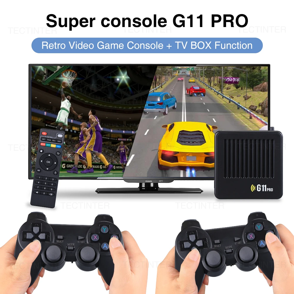 

G11 Pro Video Game Console Built in 40000 Retro TV Games Portable 2.4G Wireless Game Stick Game Box 4K Support HD TV Output