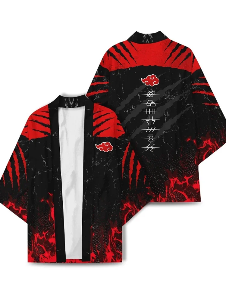 Кимоно косплей костюм Anime Naruto Konoha Kurama Uchiha Sharingan Symbol Seven Generations Cloak Haori Sasuke Kakashi подарки.