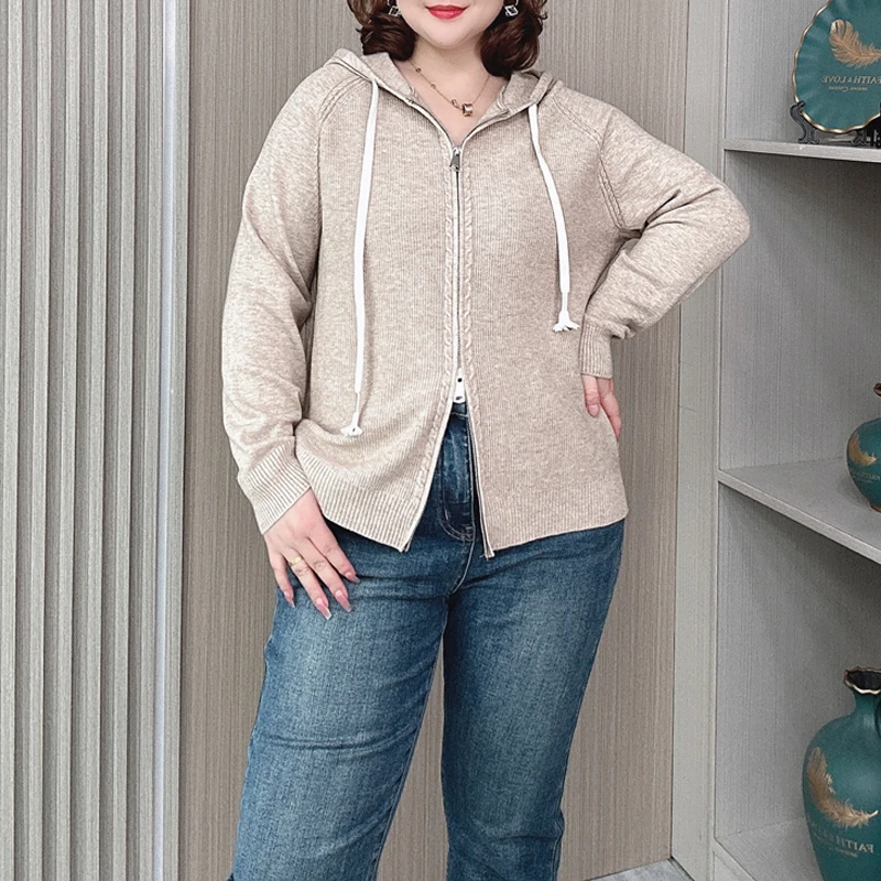 Женский трикотажный кардиган на молнии Свободный Повседневный свитер с
