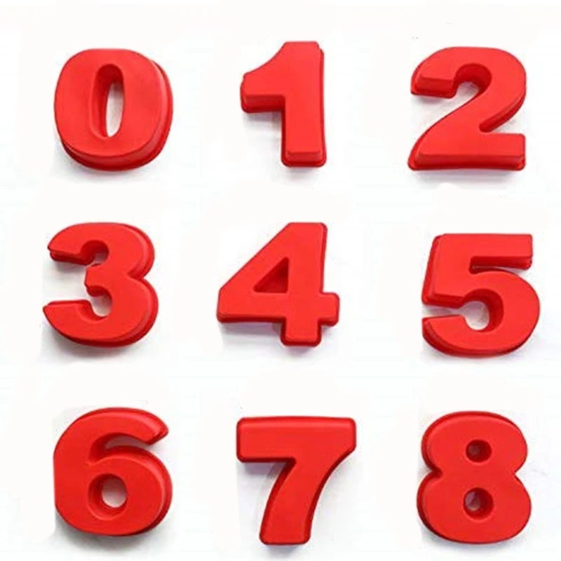 

9 Pieces Chocolate Moulds Silicone Numbers Shaped Baking Molds Fondant Moulds