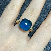 12 6mm pomellato ring for women candy color ring inlay blue zircon flat blue crystal ring party gift fashion jewelry
