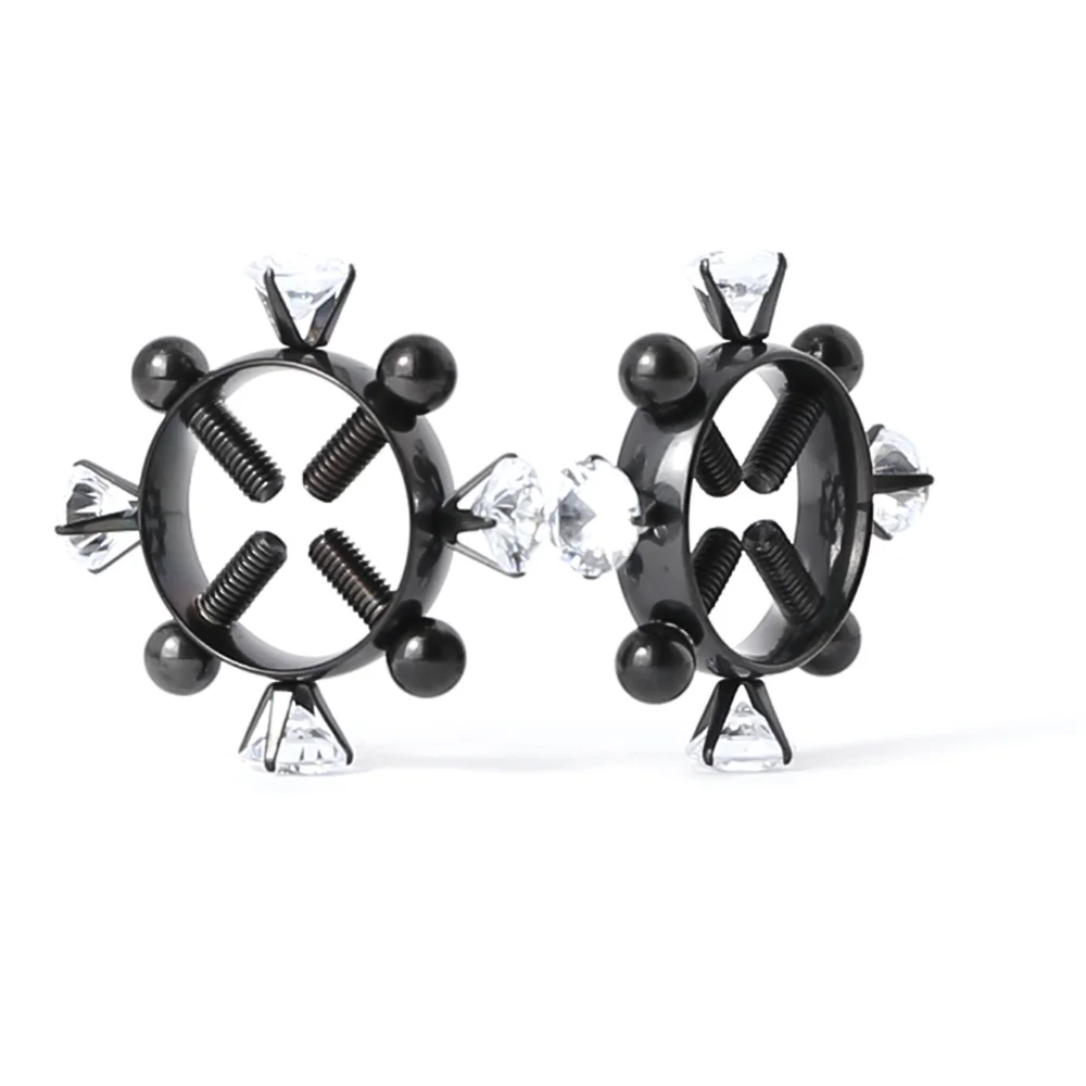 BDSM 2PCS Nipple Clamps Stainless Steel Crystal Ring Breast Clips Stimulator Erotic SM Toys For Women 5 Colors To Choose - купить по