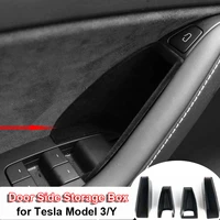 door side armrest storage box for tesla model y 3 2021 box interior accessories handle tray organizer container phone holder