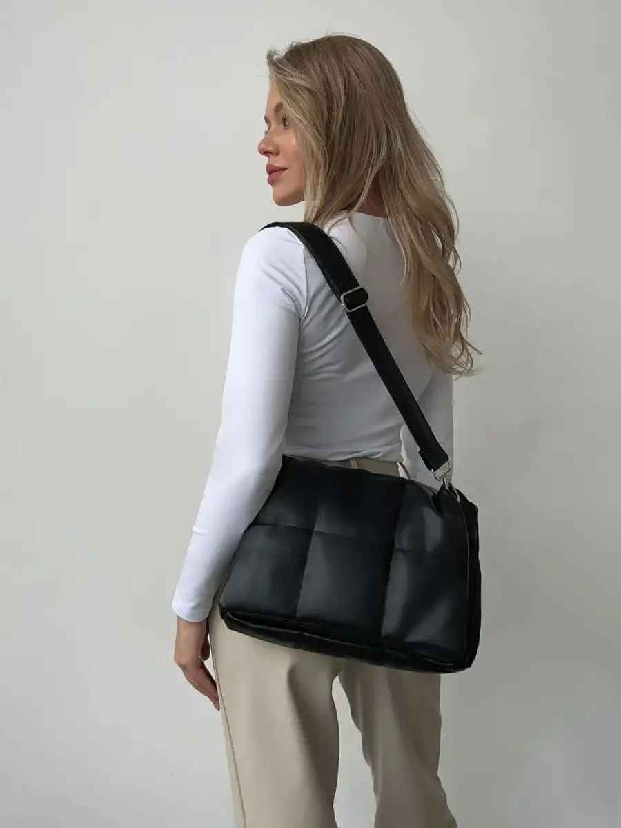 

Winter Space Cotton Handbag Korean Quilted Padded Fashion Tote Bag Women Large Puffer Shoulder Bag Puffy Cloud Soft Underarm Bag