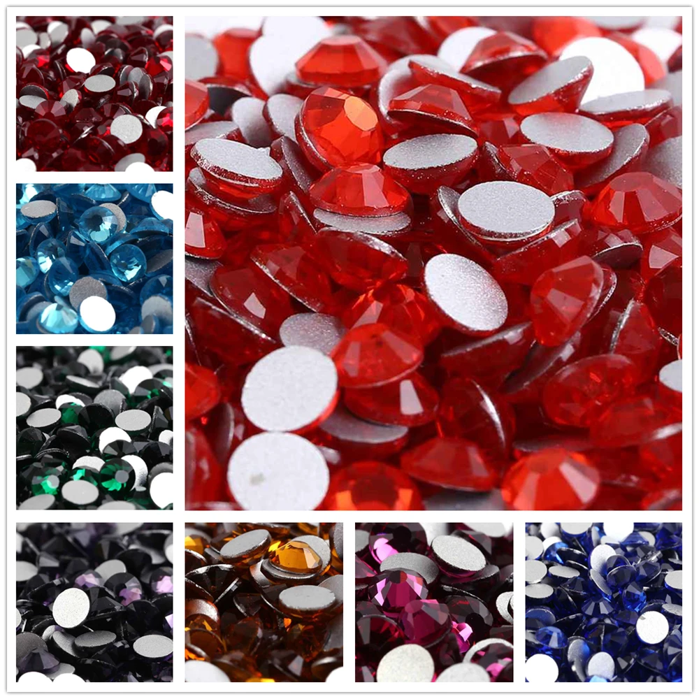 ss6~ss34 Top Quality Crystal Non Hotfix Rhinestone Super Bright Glass Glue On Strass 3D Nail Art Decoration DIY Dress Clothing