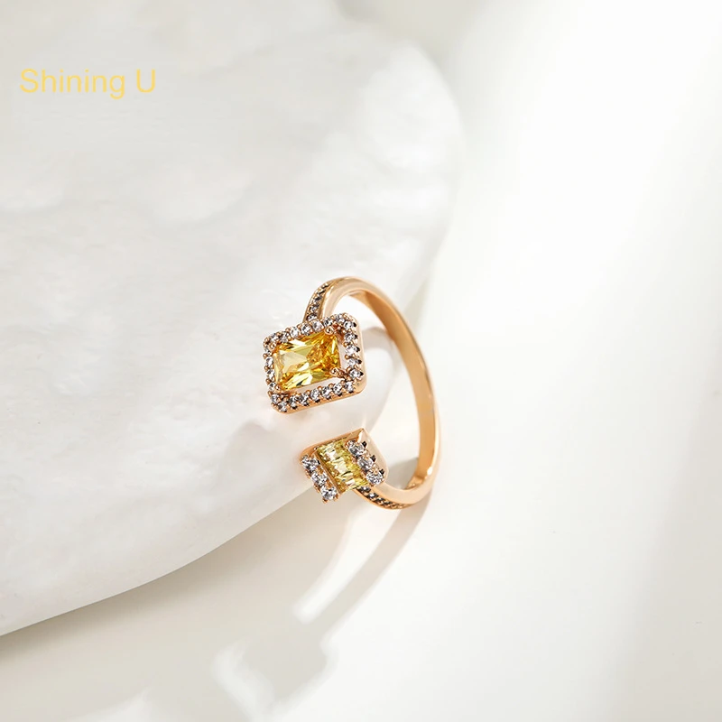 

Shiningu Vintage Square Gems Open Ring Index Finger Fashion Jewelry for Women Gift