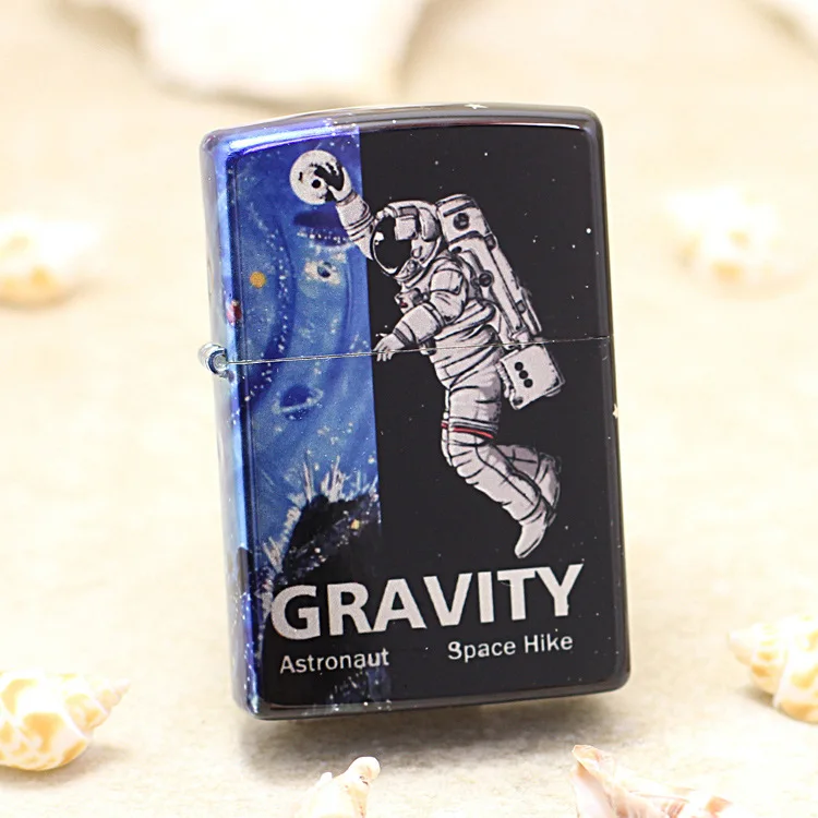 

Оригинальная зажигалка Zippo с астронавтами в космосе, медная ветрозащитная Зажигалка для сигарет, керосиновые зажигалки с защитой от подделки