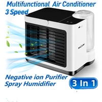3 speeds small portable air conditioning fan mini air conditioner anion purifier humidifier desktop usb air cooling fan cooler