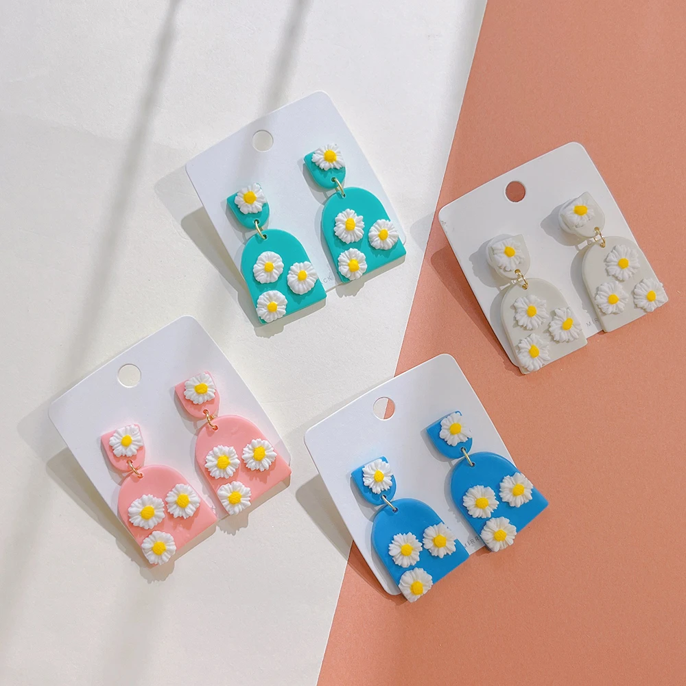 

earrings 2022 trend new Imitation jewelry earrings pendientes verano 2022 trend new Geometry Polymer Clay Handmade Earring