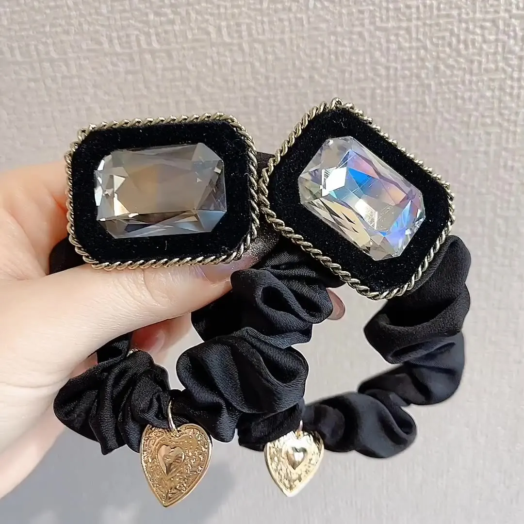 

Baroque Luxury Rhinestone Elastic Hair Band For Women Lace Hair Ties Korean Accessories For Girls Rubber Rope