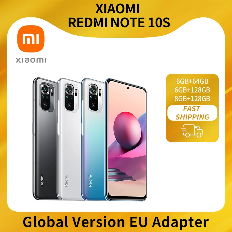 

Global Original EAC Xiaomi Redmi Note 10S 6G 8G 128GB Smartphone Helio G95 6.43" AMOLED Display 33W 5000mAh 64M Quad Camera