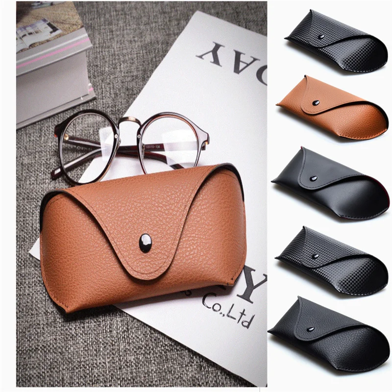 PU Leather Soft Glasses Cases Cover Fashion Portable Sunglasses Box Bag Accessories Eyeglasses Protector With Metal Buckle