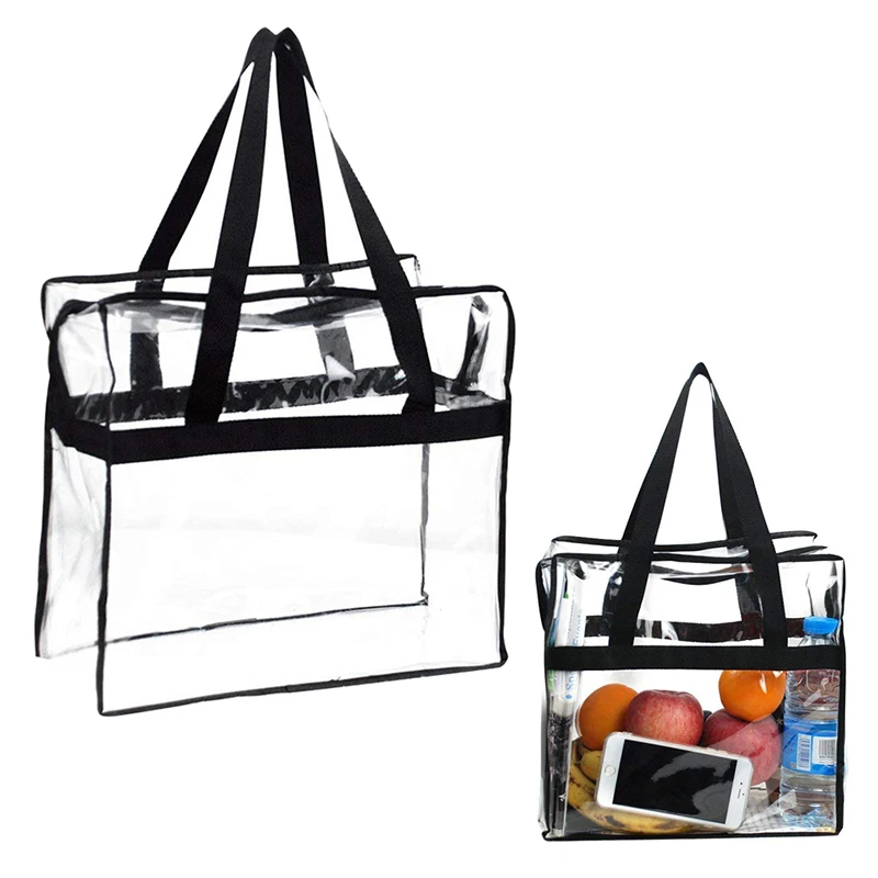 

Сумка-тоут, прочная конструкция из ПВХ на молнии, прозрачная сумка для безопасности стадиона, путешествий и спортзала, идеально подходит дл...