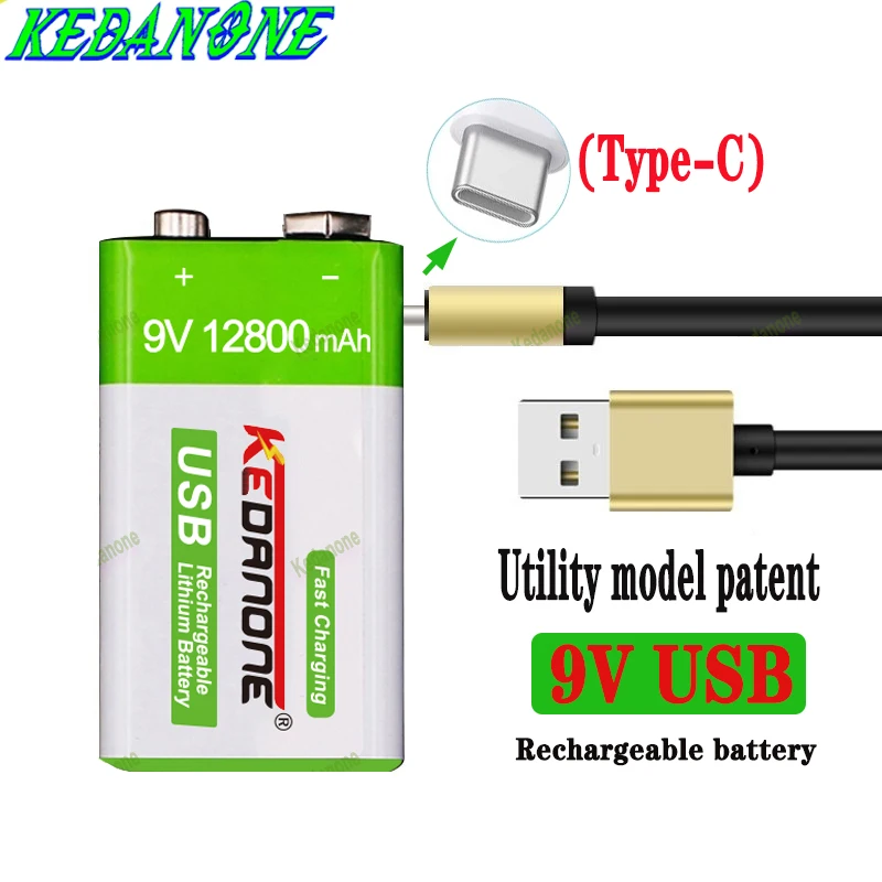 

Original 12800mAh Type-C USB 9Volt li-ion Rechargeable Battery 9V Li ion Lithium Battery for RC Helicopter Model Microphone Toy