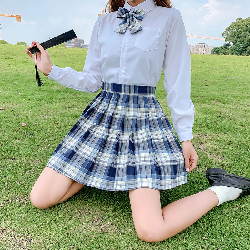 

2022 Summer Girl Japan Style Pleated Skirt School Uniform High Waist Plaid Skirt Women Teens School Uniforms Pleated Mini Skirt