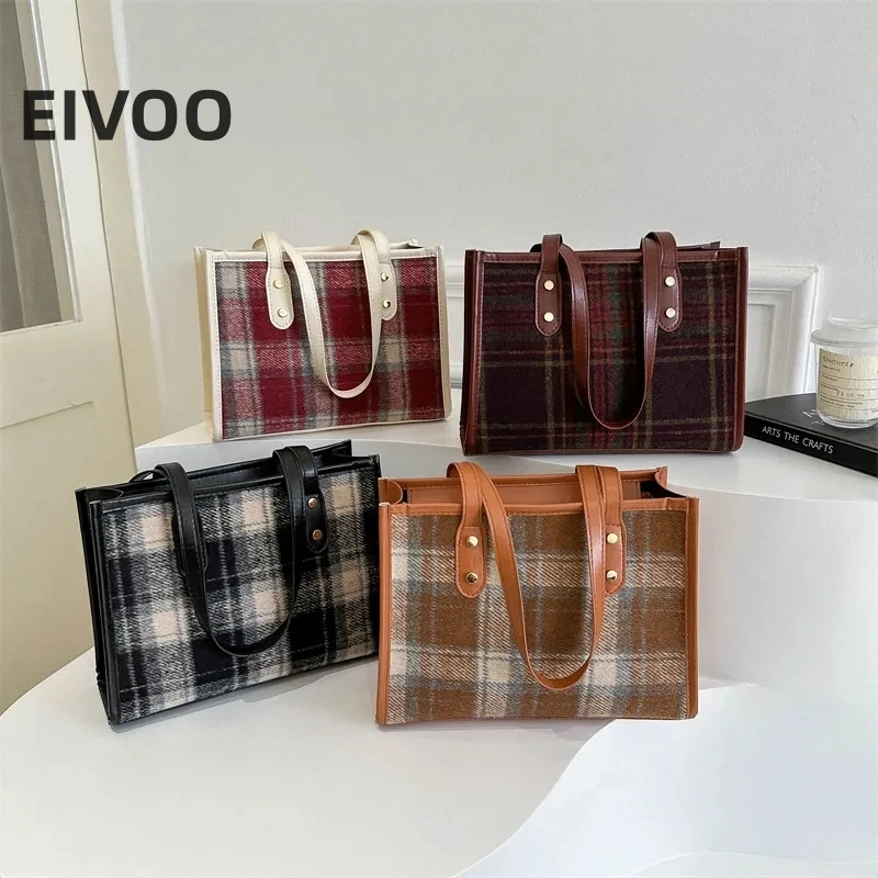 

Plaid Women Handbags Vintage England Style Shoulder Bags Women Felt Messenger Bag Female Trend Travel Bags Purse Crossbody Bags