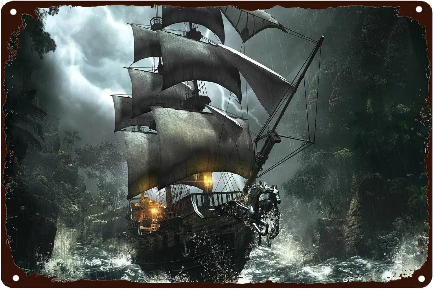 Prte Shp ntque Tn Sgn Slng n Stormy Ocen Забавный Noelty Metl Ретро Wll Декор для дома Br Pub Club Bech Mn Ce Grge 8x12 nch