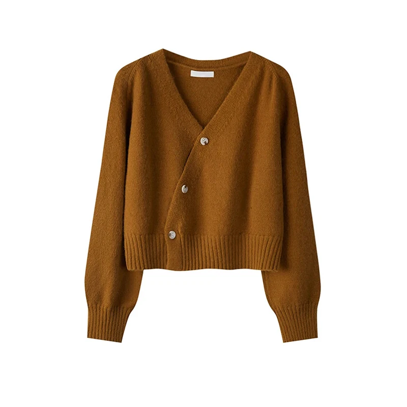Кардиганы для женщин асимметричный однобортный свитер с круглым вырезом новинка