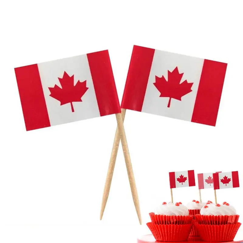

Canadian Cake Topper Canada Flag Toothpick Flags Small Mini Stick Cupcake Toppers Party Decoration Celebration Cake Flags