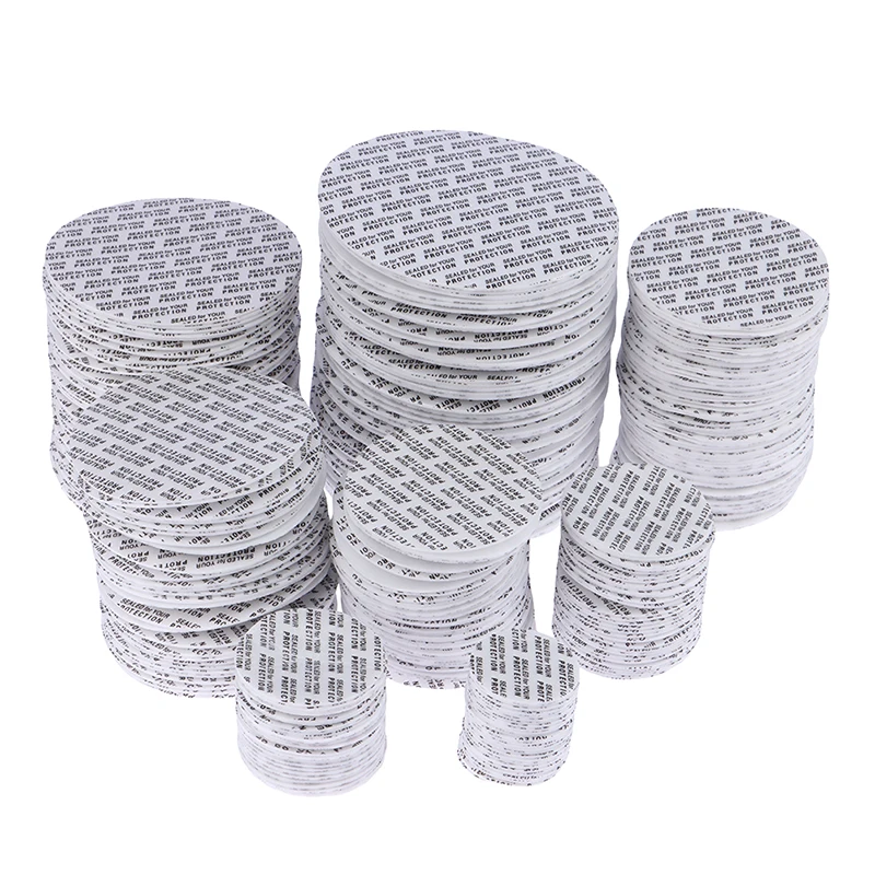 

200Pcs Self-adhesive Foam Pressure Sensitive Seal Cap Lining Tamper Resistant Seals Liner For Cosmetic Jar Bottle Pot 20mm-82mm