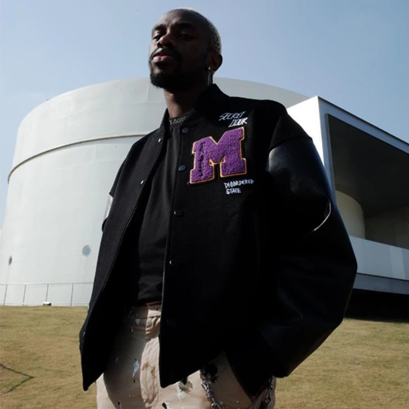 Куртка и пальто с вышивкой надписью мужские уличные трендовые бейсбольные