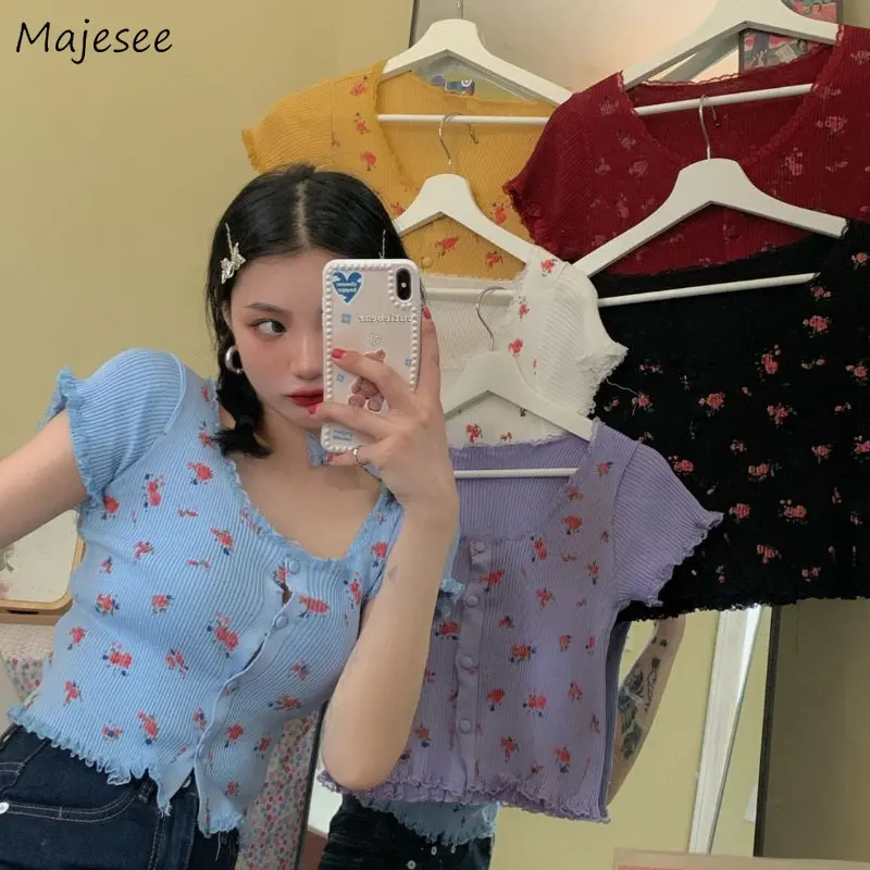 

Женский короткий кардиган с цветочным принтом, 6 цветов