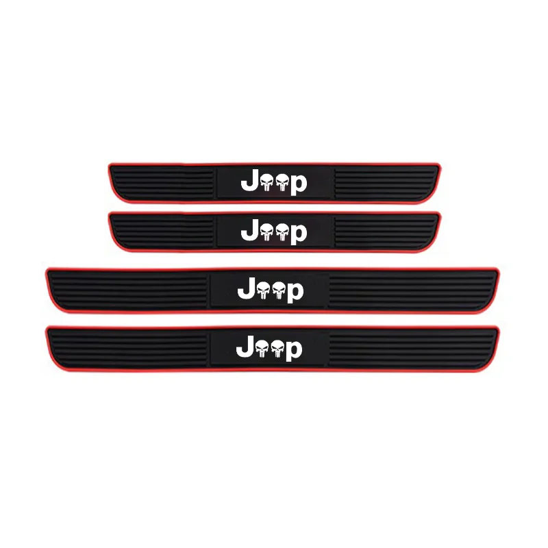 

4 шт. резиновые накладки на пороги автомобиля для Jeep Renegade Compass Wrangler JK JL Grand Cherokee, защита дверной панели, накладка