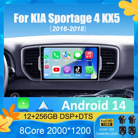 Android 14 Carplay 2K экран мультимедийный плеер для KIA Sportage KX5 2016 2017 2018 авторадио стерео 2din автомобильный радиоприемник