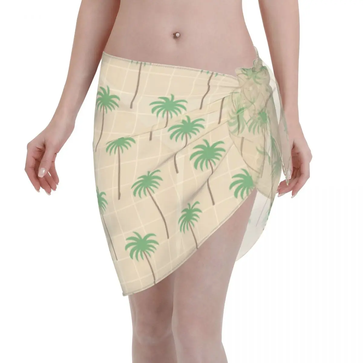 

Sexy Women Chiffon Swimwear Pareo Tropical Palm Trees Beach Cover Up Wrap Kaftan Skirt New Beachwear Swimsuits Bikini Cover Ups