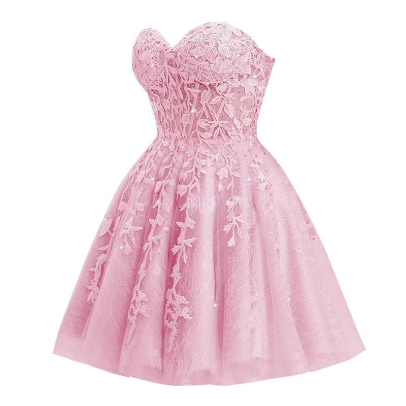 Простые летние популярные платья без бретелек с короткими кружевными