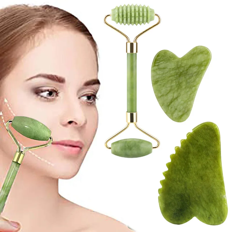 

Natural Jade Roller Acupoint Massage Stick Facial Scraping Board Beauty Skin Lifting Firming Wrinkle Removing Spa Health Care