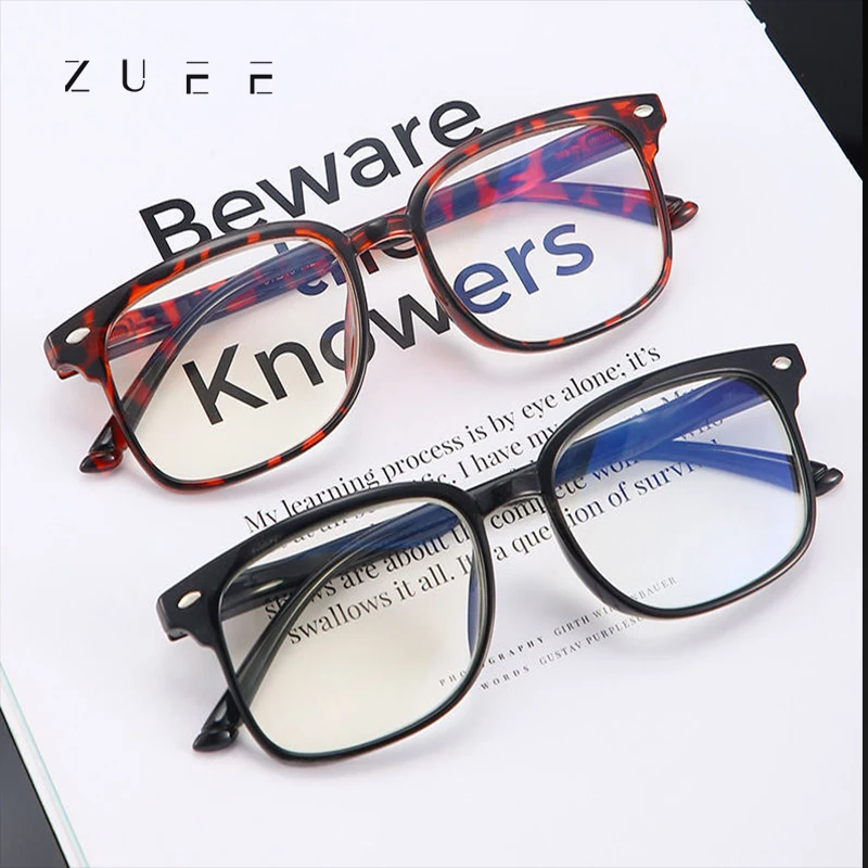 

ZUEE +1.0~+4.0 Square Multifocal Progressive Reading Glasses Men With Diopter Anti-Glare Computer Eyeglasses Women UV400