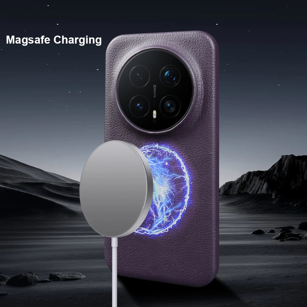 Фото Кожаный чехол Magsafe для Honor Magic8 RSR, Magic 8 Pro, Air, Magic7 Lite, Magic6, Magic5, Magic 7, 6, 5 Pro, задняя крышка для телефона №2