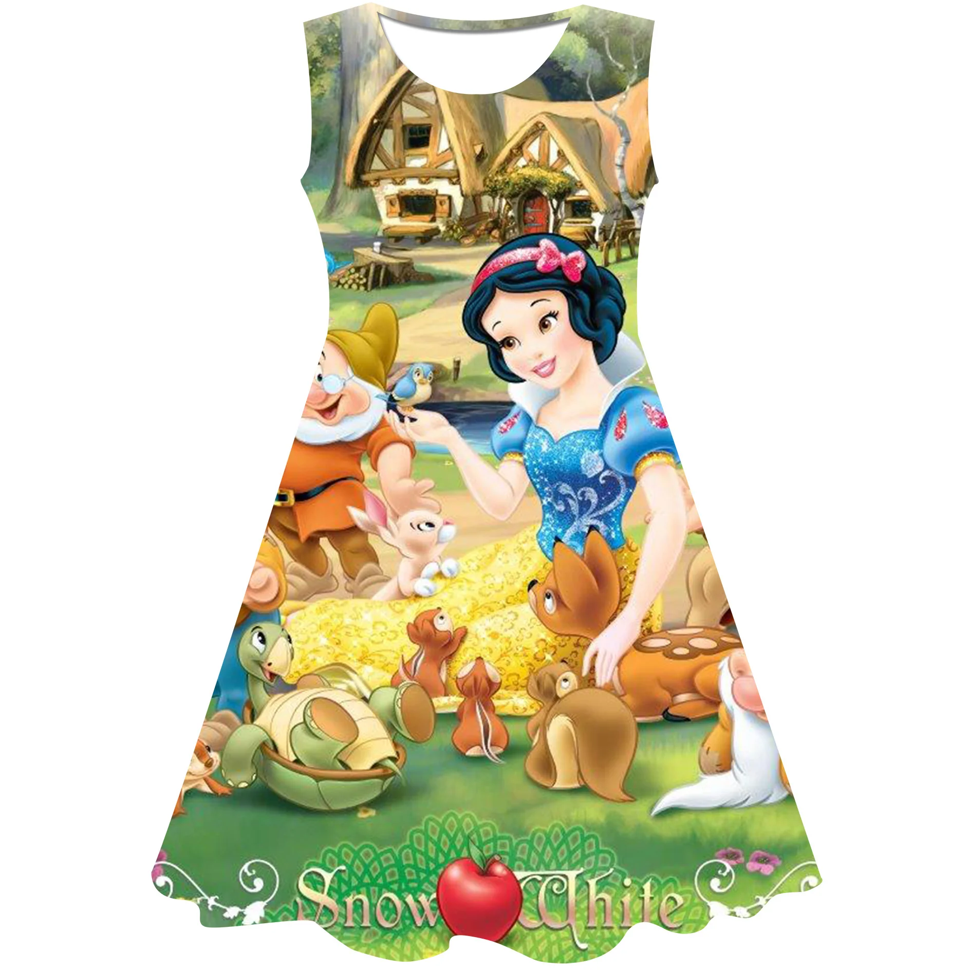 Disney Snow White Dress Cartoon Print Baby Children Girls Kids Dress Cute Birthday Party Princess Snow White Dress for Baby Girl