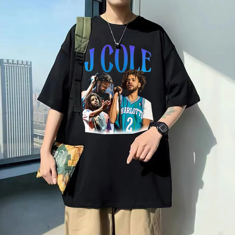 

Singer J Cole Print Tshirt Short Sleeve Men Women Hip Hop Oversized T-shirts Men's Harajuku Cotton Tees Man Merch Y2k Streetwear
