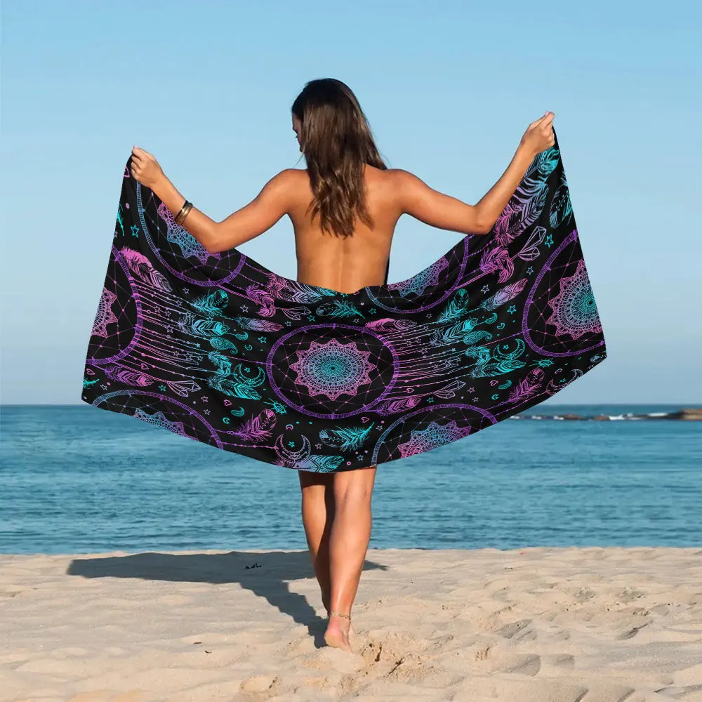 Пляжное полотенце Ловец снов из микрофибры для кемпинга спа-сауны женское банное