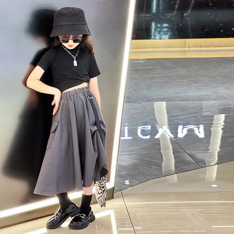 Костюм детский летний из топа с коротким рукавом и юбки на Возраст 4-12 лет |